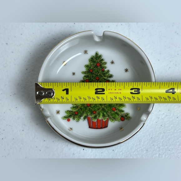 VTG George Good Christmas Tree Ashtray Japan Gold Trim Trinket Smoking Dish - Picture 5 of 6